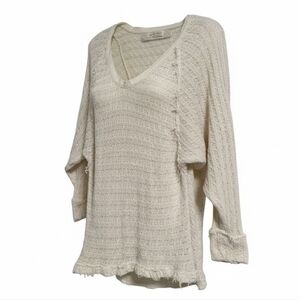 We The Free Cream Color Open Knit Sweater With Dolman Sleeves Size Large